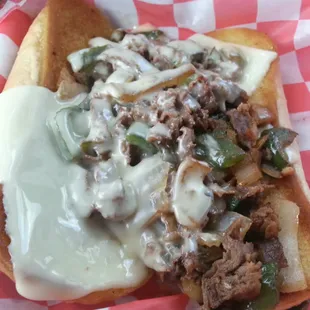 Philly cheese steak sandwich