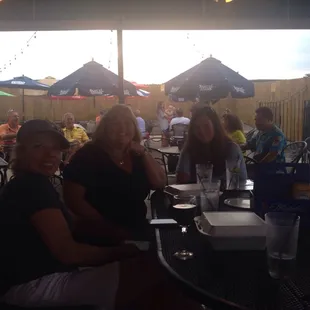 Eating on the patio with friends.