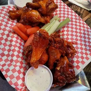 chicken wings and carrots