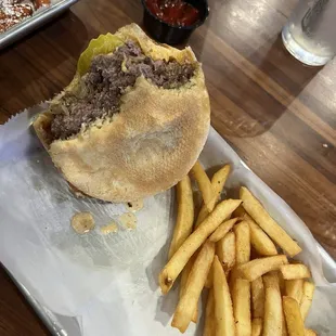 Double Smash Burger half eaten...sorry! Too simple to be this good!