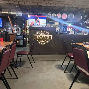tables and chairs in a restaurant