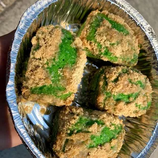 Pandan coffee cake bars