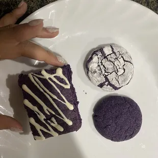 Sampler of Ube Crinkles, Ube Sugar Bomb and Ube Brownies