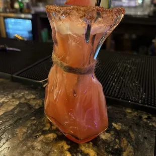 Watermelon margarita. She used fresh watermelon to make!!