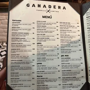 menu