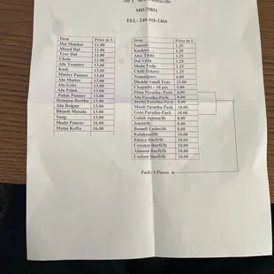 Menu