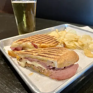 $11 Cubano and chips. Lemon drop cider.