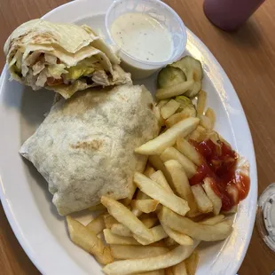 Chicken wrap with lots of fresh veggies