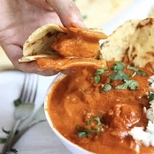 Butter Chicken Garlic Naan Bread