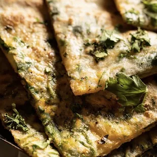 a plate of flatbreads