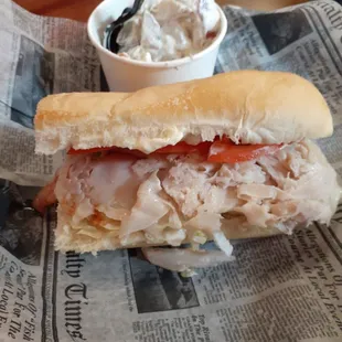 Turkey sub with potato salad