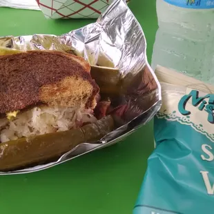 Rockefeller Reuben with Miss Vickies chips and cold water