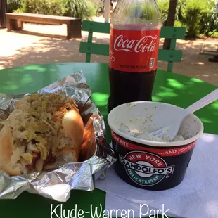 Coney dog w/ sour cream potato salad. Yummy!