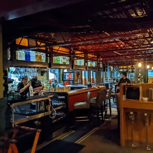 the bar area of a restaurant
