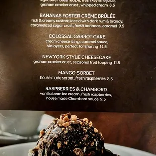Dessert Menu