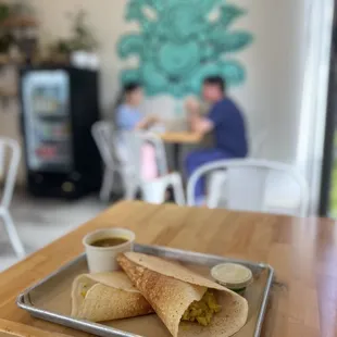 Classic - potato masala served with Sambar -vegan lentil soup