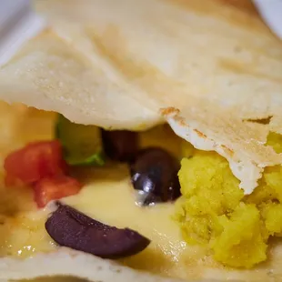 a close up of a flatbread