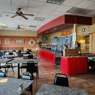 Buffet and dining area