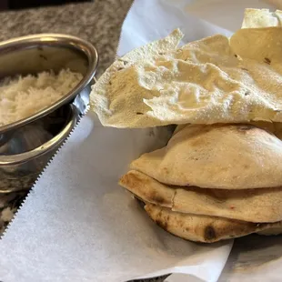 Rice, Naan and pappadum