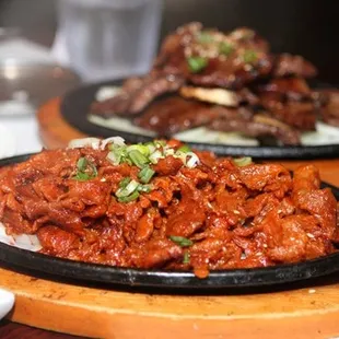 two plates of food on a table