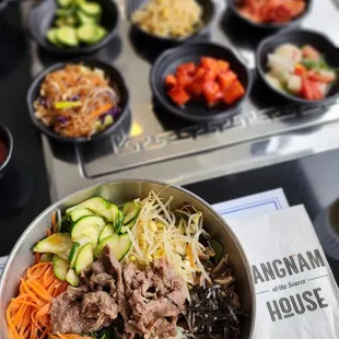 Bibimbap and side dishes