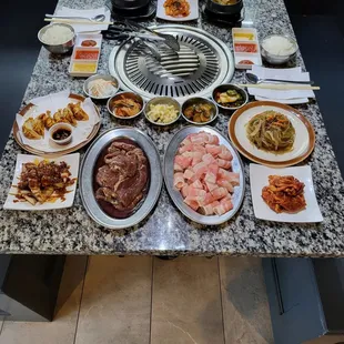 a table full of food