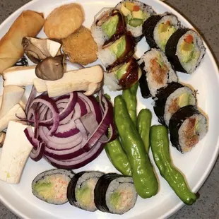 vegetables and sushi sashimi