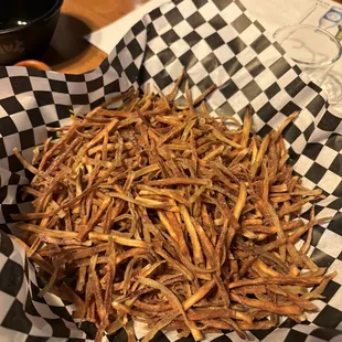 a basket of fries on a table