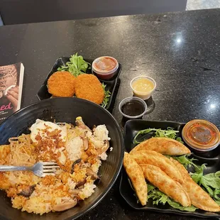 Spicy Shrimp Bento Box Korokke Veggie Mandoo