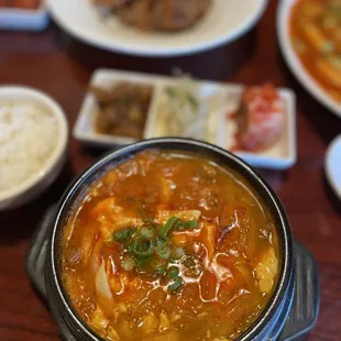 Soft Tofu Soup with kimchi and beef