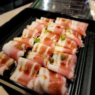 Teriyaki Sauce Spread Thin Sliced Pork Belly