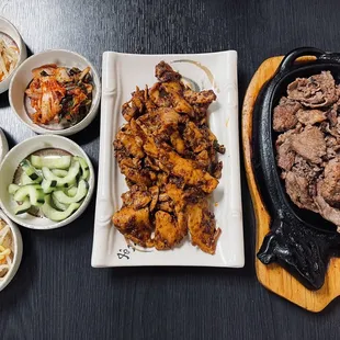 Sticky chicken bulgogi &amp; beef bulgogi