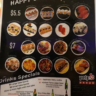 Happy hour menu