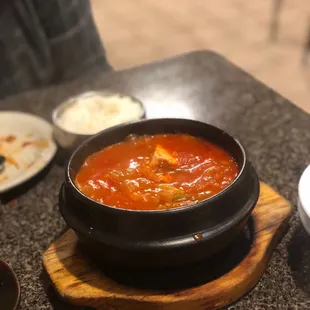 Kimchi tofu pork soup