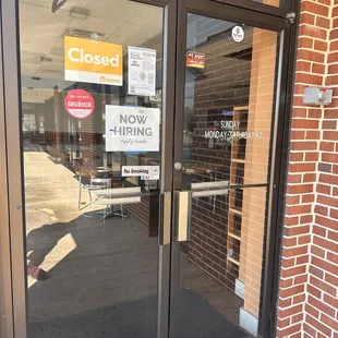 closed sign in window