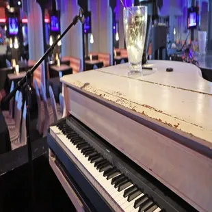 a piano and a microphone