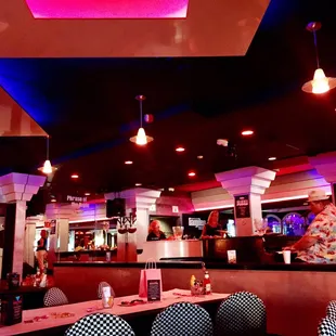 the interior of a diner