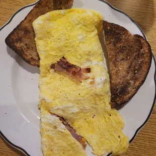 an omelet and toast