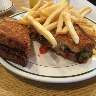 The best patty melt EVER! I loved the red and green peppers with the sauteed onions!!!