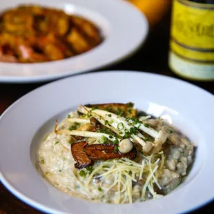 Wild Mushroom Risotto &amp; Louisiana BBQ Shrimp Linguine