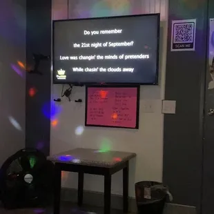 TV Monitor in a perfect set-up for singing