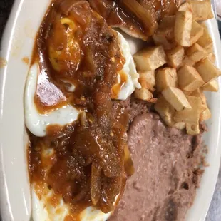 Pork shop and eggs