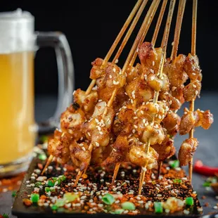 skewered chicken