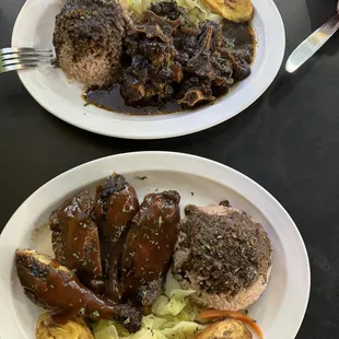 Jerk chicken and oxtail