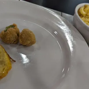 Plantains, fried okra, mac-n-cheese