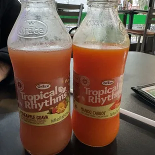 Orange carrot juice and pineapple guava