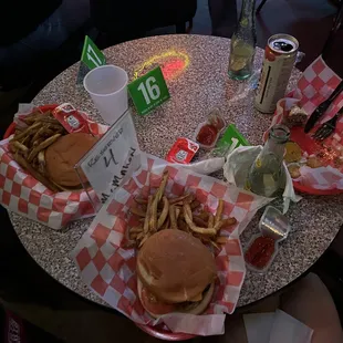 Burgers and fries - yum!