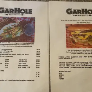 Front &amp; back of menu.