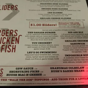 Menu as of June 201i.