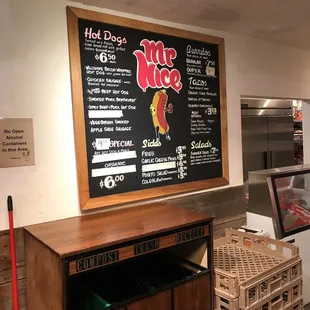 a menu on the wall